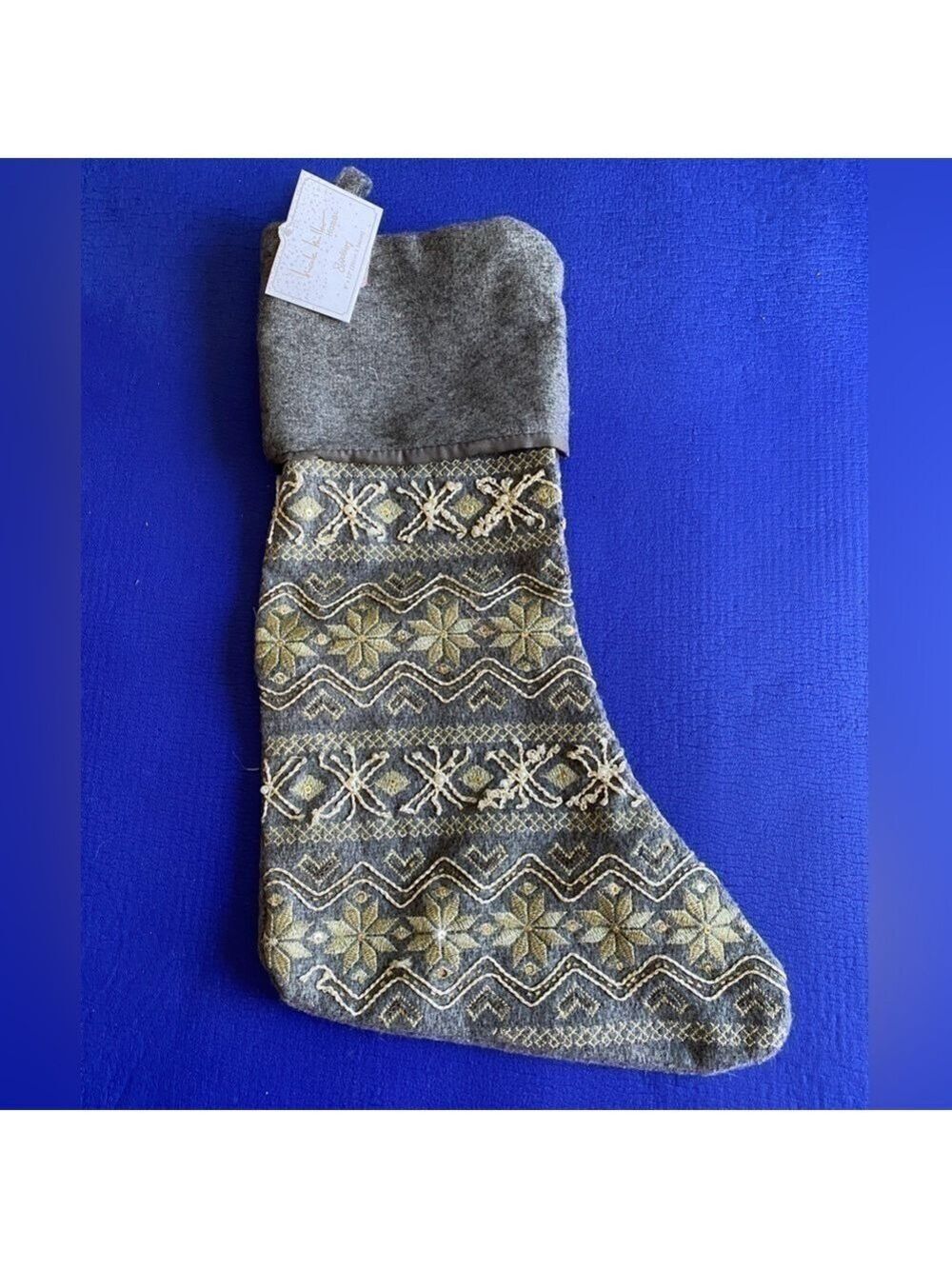 Nicole Miller Gray Christmas Stocking NWT